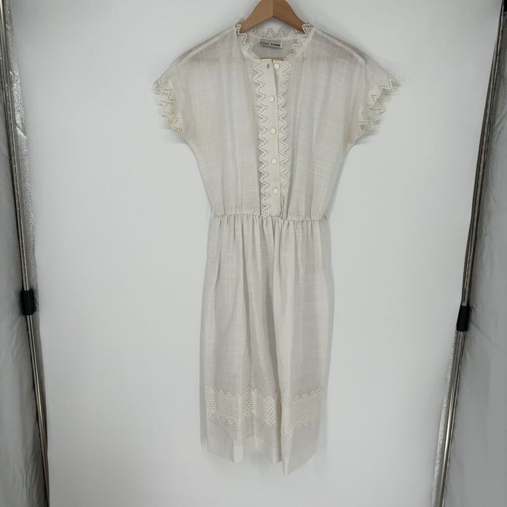 Toni Todd Eyelet Lace Trim Button-Down Dress